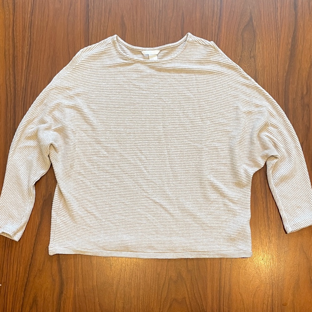 H&M Beige Striped Knit Top